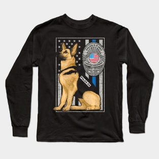 Police K 9 Unit German Shepherd Dog Thin Blue Line Long Sleeve T-Shirt